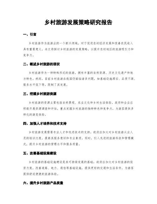 乡村旅游发展策略研究报告