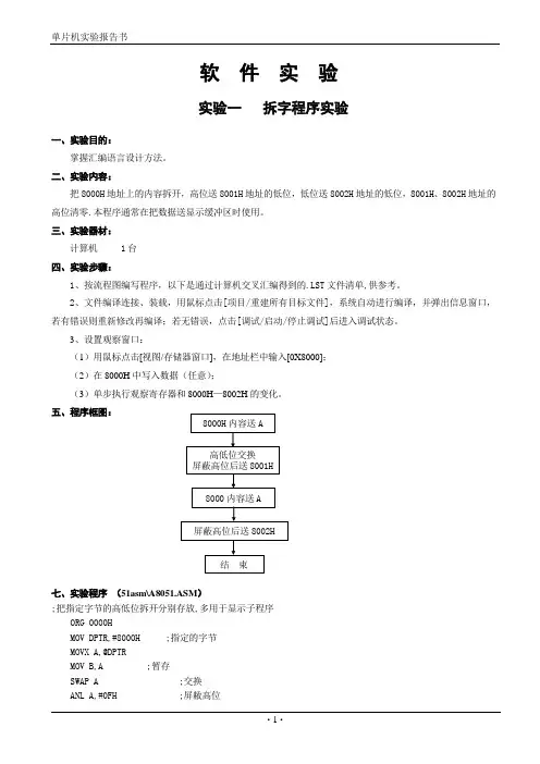 单片机实验报告书