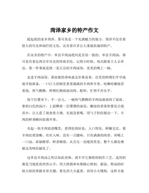 菏泽家乡的特产作文
