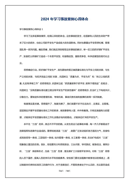 2024年学习事故案例心得体会