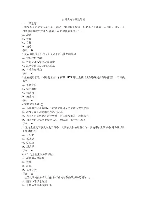 公司战略与风险管理