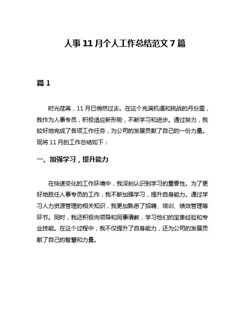 人事11月个人工作总结范文7篇