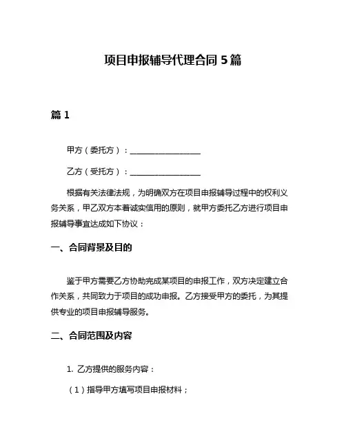 项目申报辅导代理合同5篇