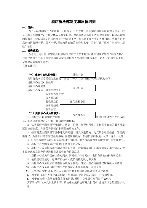 酒店质检部制度和质检细则