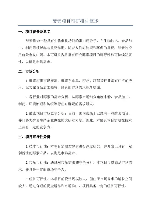 酵素项目可研报告概述