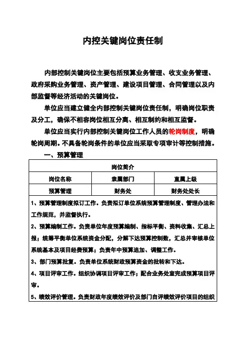 内控关键岗位责任制