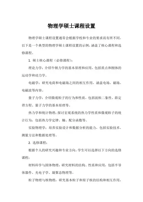 物理学硕士课程设置