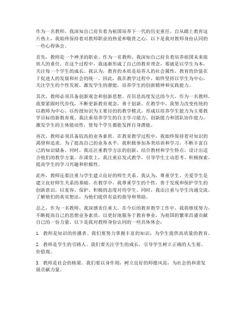 教师身份认同心得体会