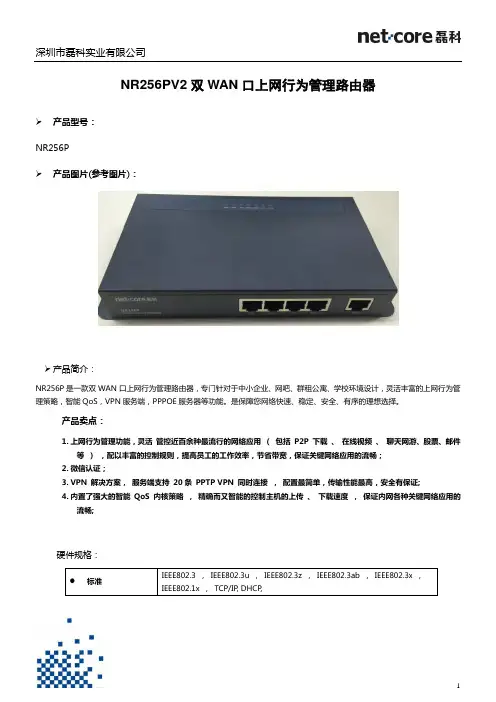 NR256PV2双WAN口上网行为管理路由器-磊科