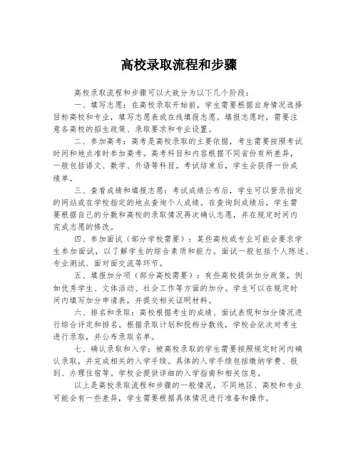 高校录取流程和步骤