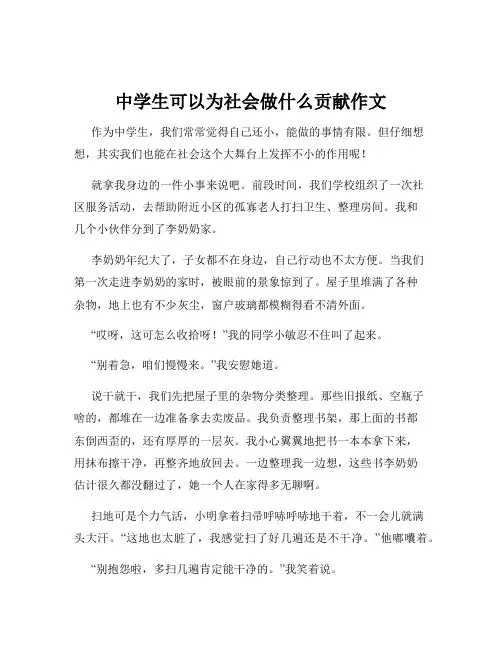 中学生可以为社会做什么贡献作文