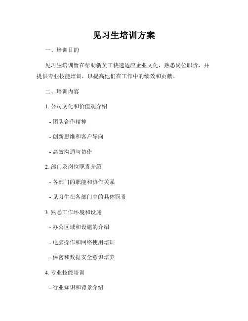 见习生培训方案