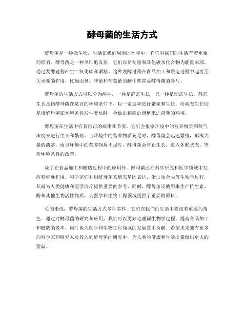 酵母菌的生活方式
