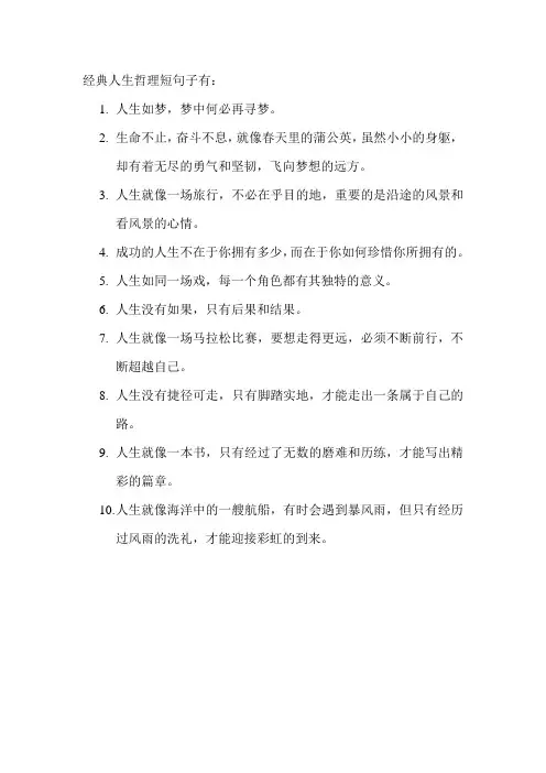 经典人生哲理短句子