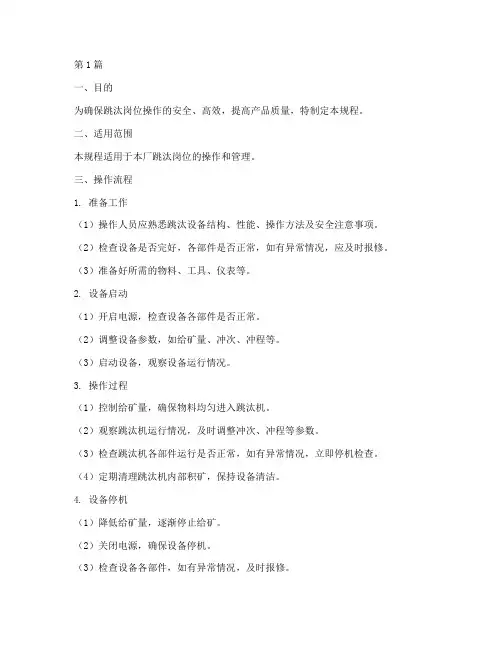 跳汰岗位操作规程(3篇)
