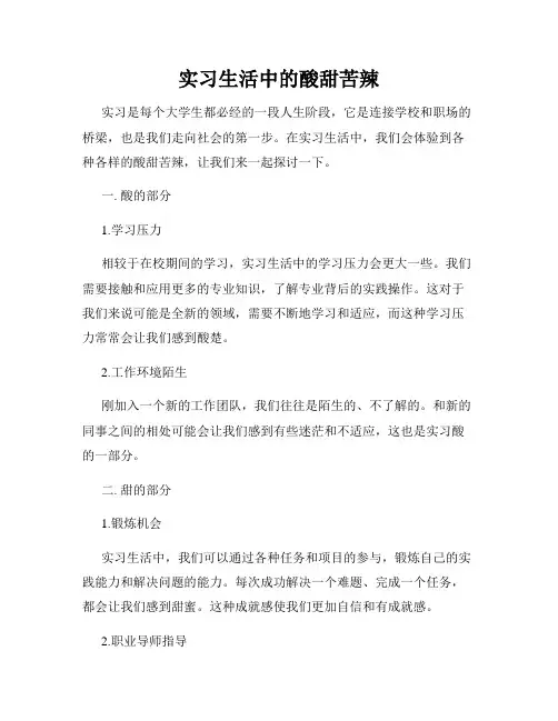 实习生活中的酸甜苦辣
