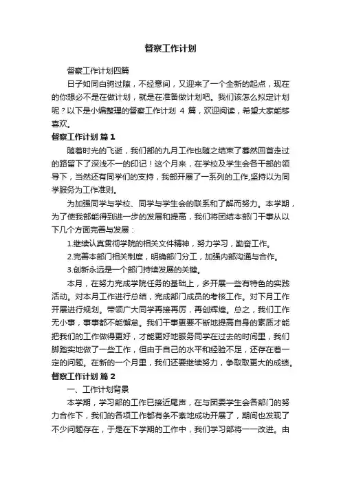 督察工作计划四篇
