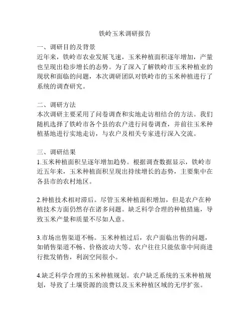 铁岭玉米调研报告