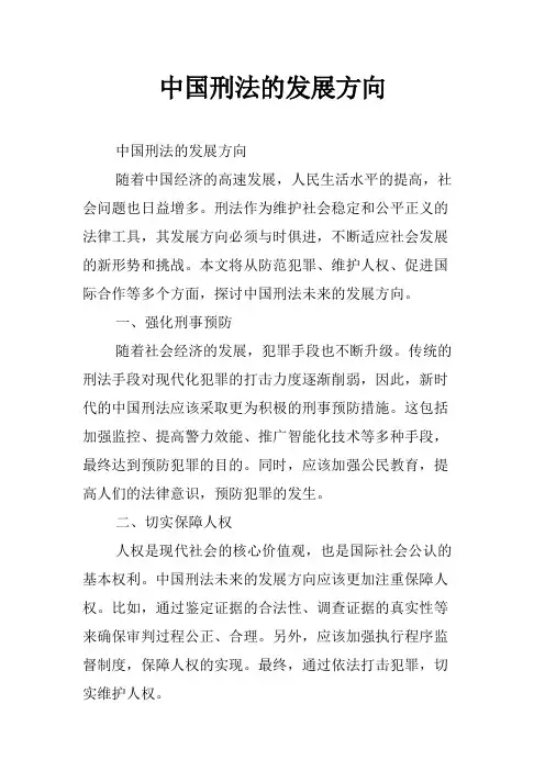 中国刑法的发展方向