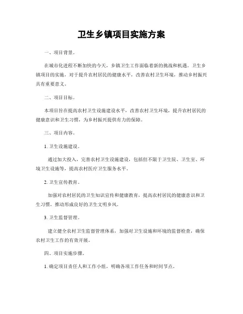 卫生乡镇项目实施方案