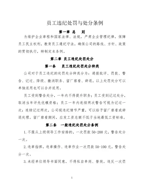员工违纪处罚