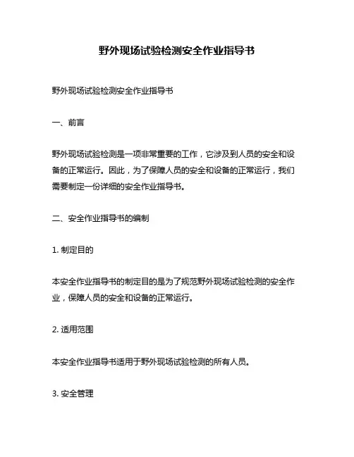 野外现场试验检测安全作业指导书