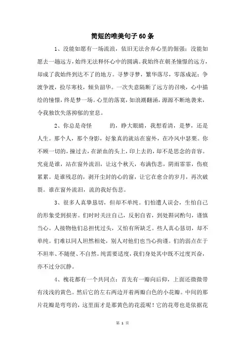 简短的唯美句子60条