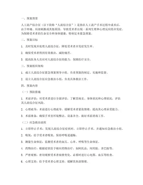 人工流产综合征紧急预案