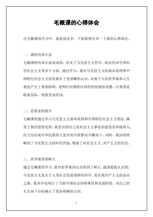 毛概课的心得体会