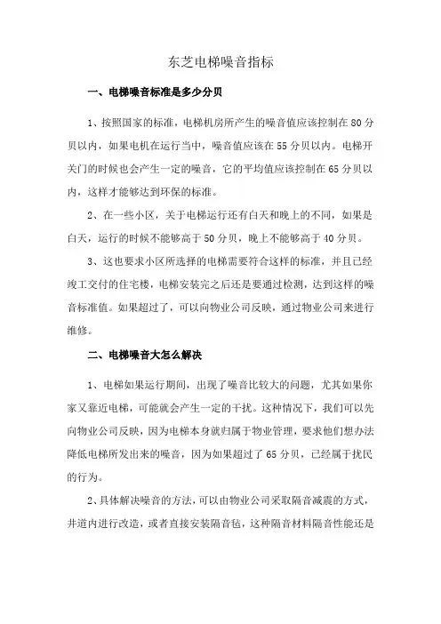 东芝电梯噪音指标