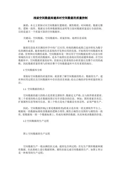 浅谈空间数据库建库时空间数据的质量控制