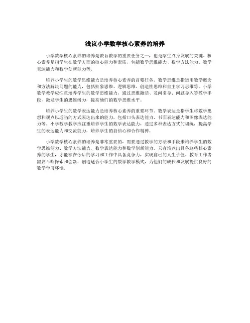 浅议小学数学核心素养的培养