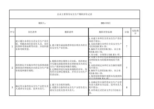 企业主要领导安全生产履职评价