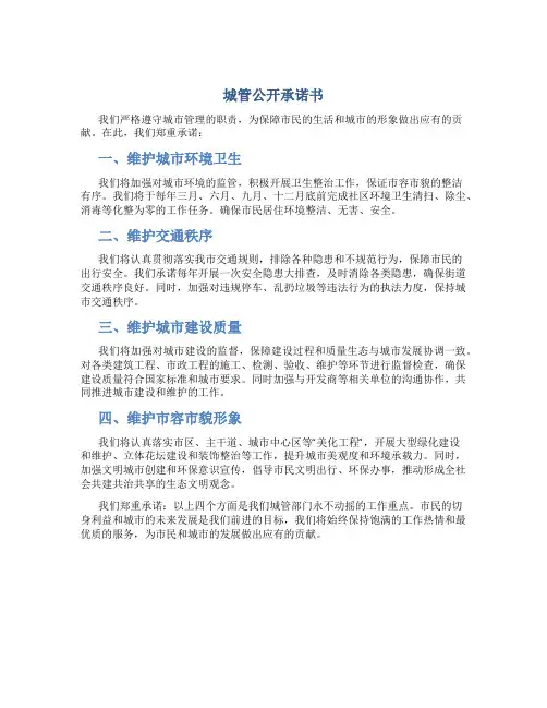 城管公开承诺书