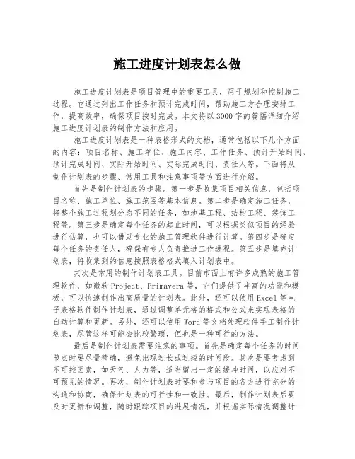 施工进度计划表怎么做