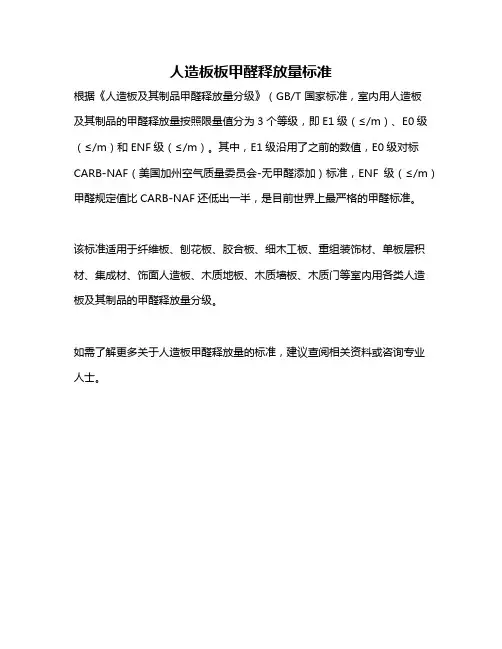 人造板板甲醛释放量标准