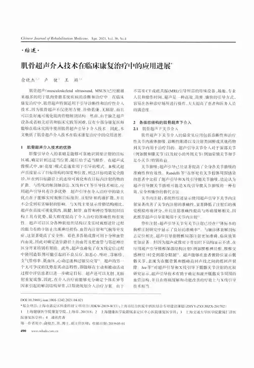 肌骨超声介入技术在临床康复治疗中的应用进展