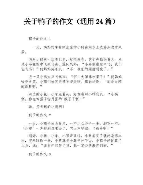关于鸭子的作文(通用24篇)