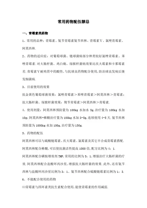 常用药物配伍禁忌