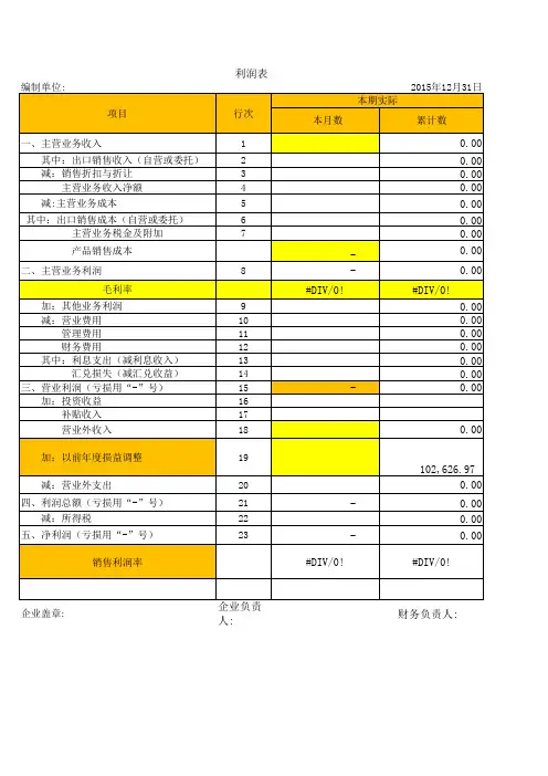 损益表(模板)