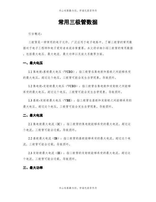 常用三极管数据