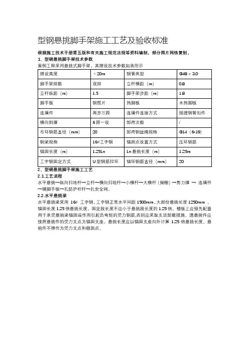 型钢悬挑脚手架施工工艺及验收标准