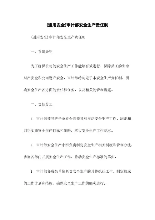 (通用安全)审计部安全生产责任制