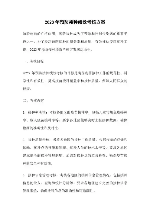 2023年预防接种绩效考核方案