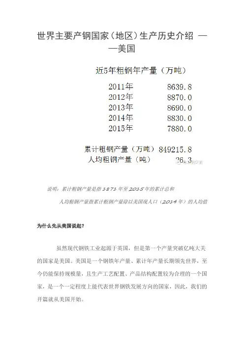 世界主要产钢国钢铁生产历史(美国)