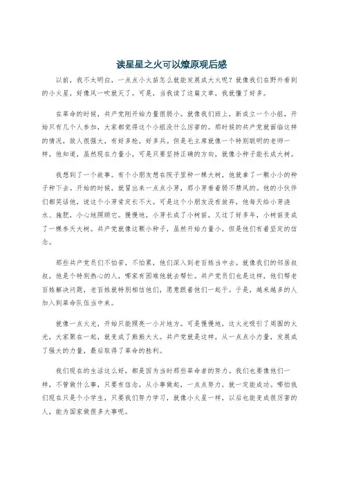 读星星之火可以燎原观后感