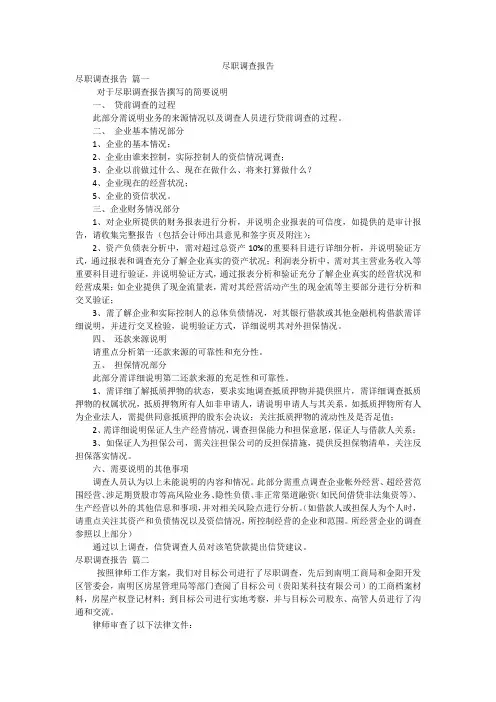 尽职调查报告