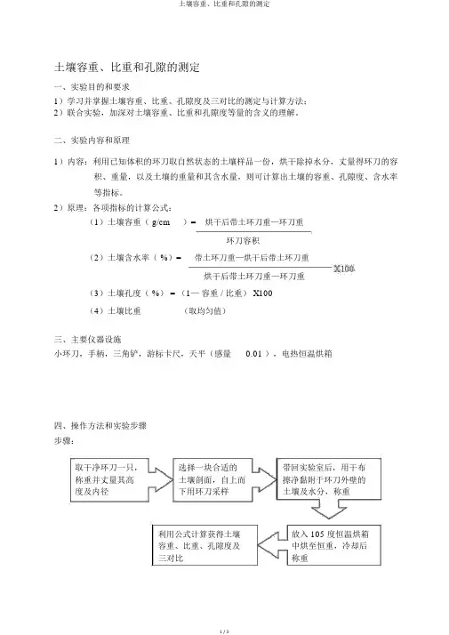 土壤容重、比重和孔隙的测定