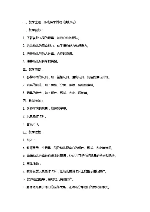 小班主题教案《真好玩》含反思