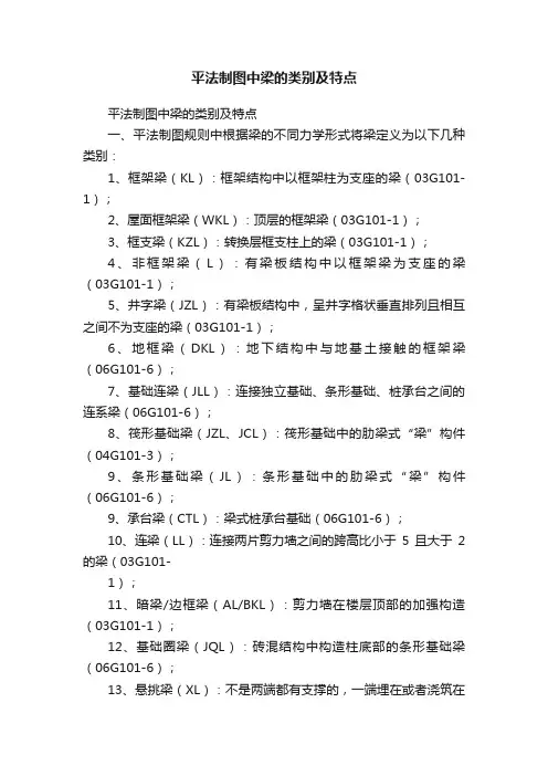 平法制图中梁的类别及特点